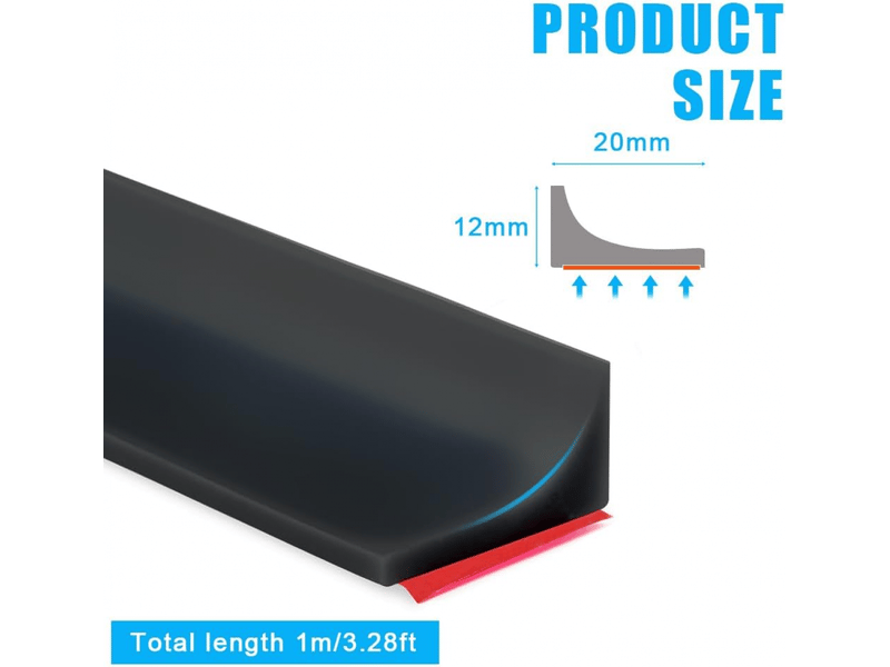 Joint de douche, barrière de douche en silicone 1m, bande imperméable pliable, barrière d'eau de seuil de douche (noir)  - Conforama B