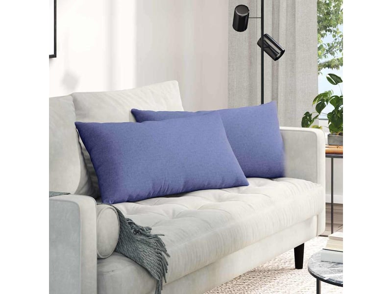 Lot de 2 coussins de canapé, coussins décoratifs tissu bleu denim 80 x 40 cm cf58792  - Conforama B