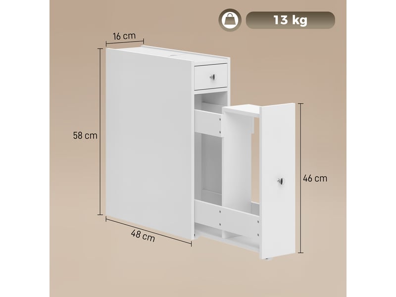  Meuble salle de bain étroit - meuble wc 2 tiroirs coffre - blanc  - Conforama C