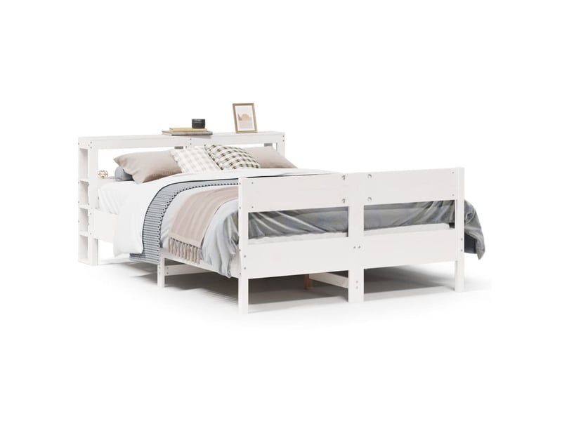  Lit double- lit adulte -  cadre de lit sans matelas blanc 120x190 cm bois de pin massif  - Conforama A