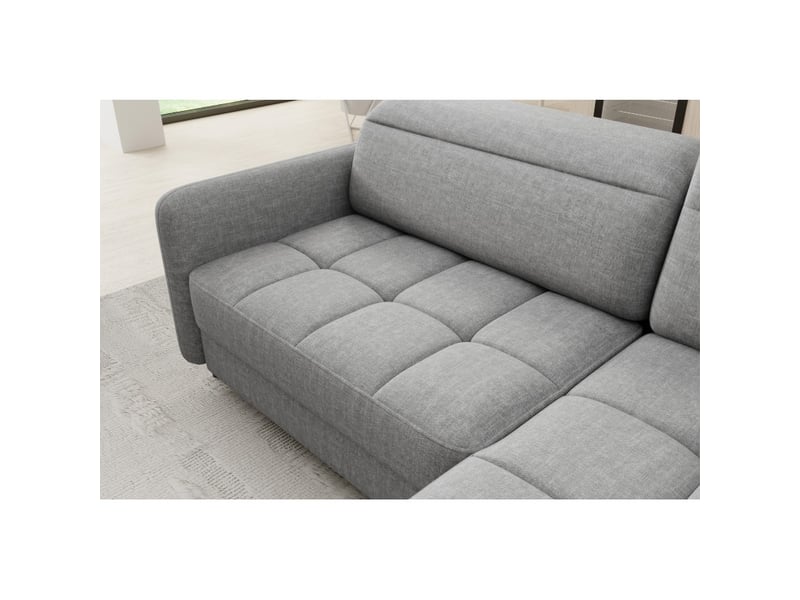 Canapé d'angle droit convertible barnea 208 cm gris chiné avec rangement - Conforama D