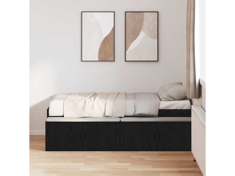  Lit simple- lit adulte -  cadre de lit chêne noir 90 x 190 cm bois d'ingénierie  - Conforama B