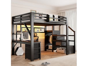 Lit mezzanine 140x200 cm <strong>HAVRYA</strong> <strong></strong> coloris noir