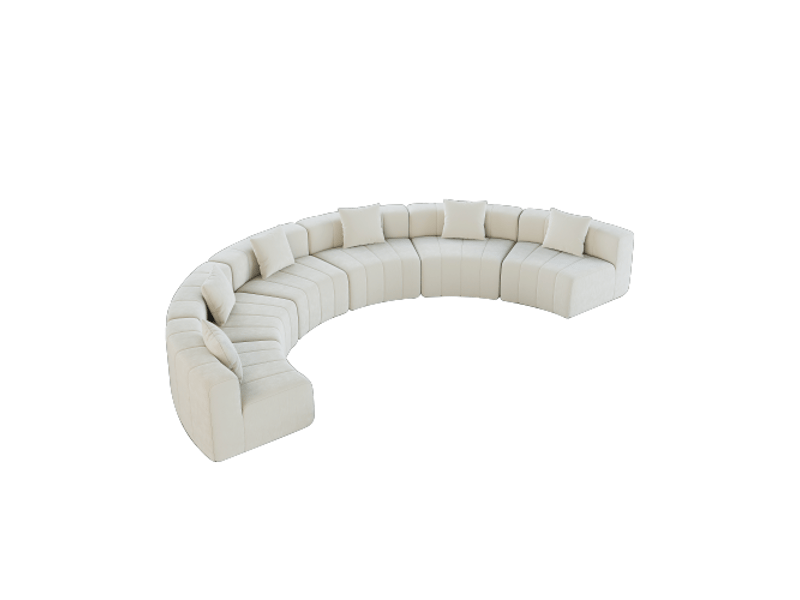 Canapé 6 places, canapé de salon, en chenille, forme incurvée, pour salon, chambre, mobilier pour espace de vie, bureau - Conforama B