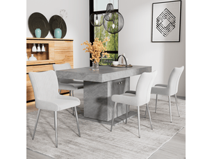 Chaises de salle à manger lot de 4 avec soutien lombaire  - pieds métal, velours - gris