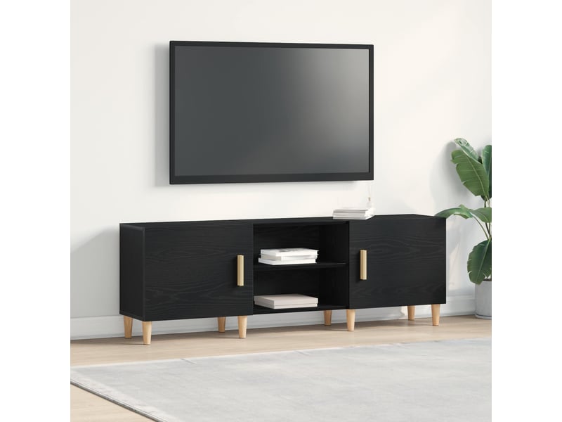  Meuble tv - banc tv - meuble de rangement 150 x 30 x 50 cm chêne noir bois d'ingénierie  - Conforama B