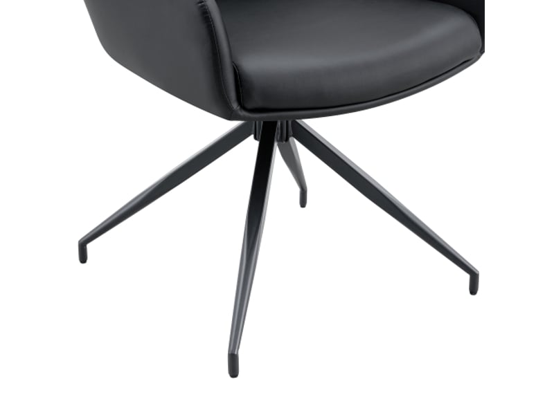  2 chaises pivotantes design luxe - pu noir, pieds métal noirs, rotation 360°, salle à manger et détente  - Conforama D