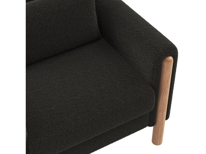 Fauteuil tcqpz lounge 1 place 87 x 83 x 88,5 cm coussin d'assise amovible tissu teddy gris foncé - Conforama E
