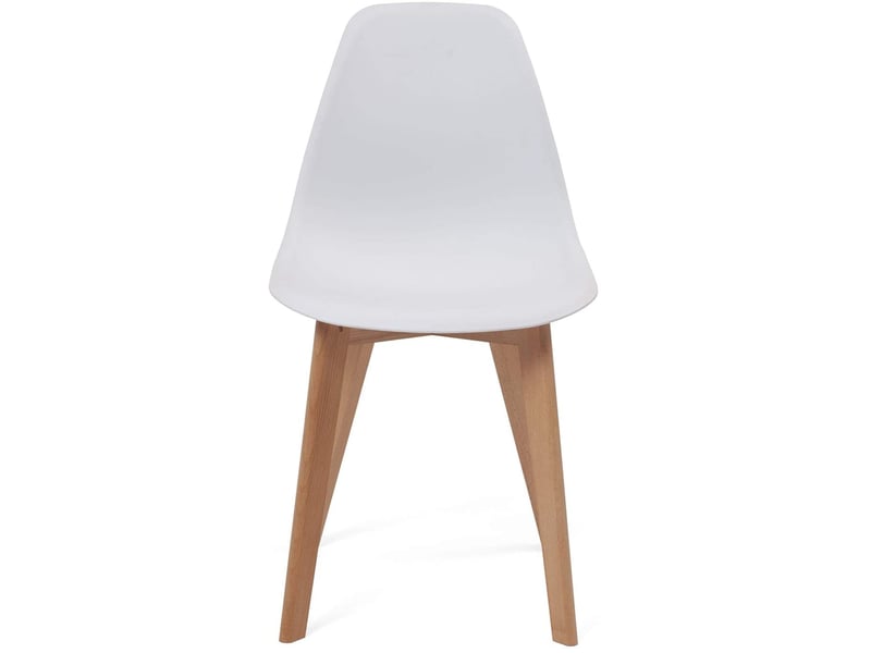  Lot de 2 chaises de cuisine scandinaves nao blanches avec pieds hêtre clair  - Conforama C