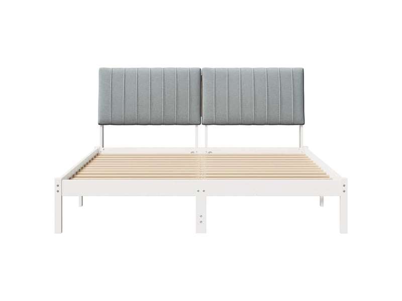  Lit double- lit adulte -  cadre de lit avec tête de lit blanc 150 x 200 cm pin massif  - Conforama D
