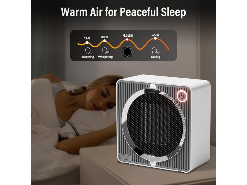  Chauffage électrique portable 500 w, mini chauffage ptc en céramique, silencieux et compact pour maison et bureau  - Conforama D