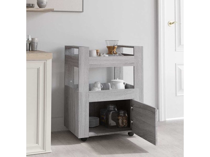  Desserte de cuisine, chariot de rangement sonoma gris 60x45x80 cm bois d'ingénierie shl6781  - Conforama C