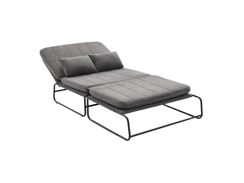 Canapé-lit 2 places 104x85x92 cm – gris – convertible avec poches latérales et structure en métal noir - Conforama D