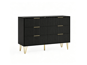 Chiffonnier 6 tiroir(s)    WUMAGIN  coloris noir largeur 100 cm hauteur 74 cm