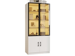 Vitrine coloris blanc 4 étagère(s) <strong>MODFU</strong> <strong></strong> - 60 cmx160 cm