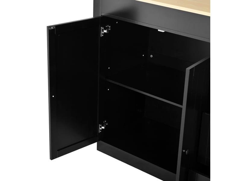  Îlot de cuisine sur roulettes 186,8x45x93 cm extensible mdf noir  - Conforama D
