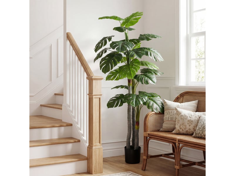  Arbre artificiel plante artificielle monstera h.1,5 m tronc branches lichen feuilles de tortue grand réalisme pot inclus  - Conforama D