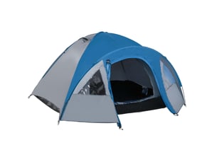 Tente dôme 4 personnes 4 saisons bleue en polyester, double paroi avec moustiquaire et vestibule à bagages