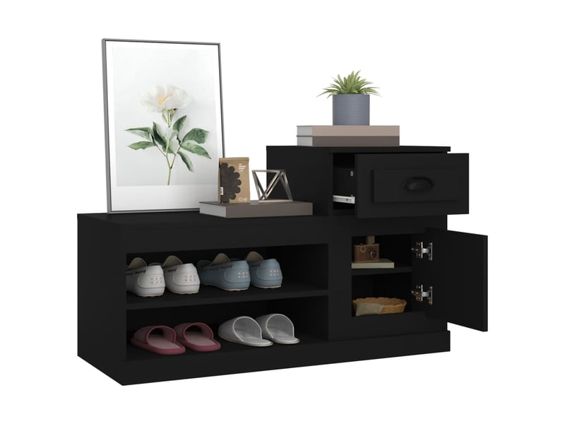  Meuble à chaussure, armoire à chaussures noir 100x42x60 cm bois d'ingénierie  - Conforama E
