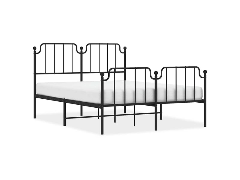 Lit double- lit adulte - cadre de lit métal sans matelas avec pied de lit noir 150x200cm - Conforama A