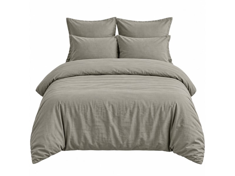  Parure de lit 220x240 cm gaze de coton gris galet PD25758 - Conforama A