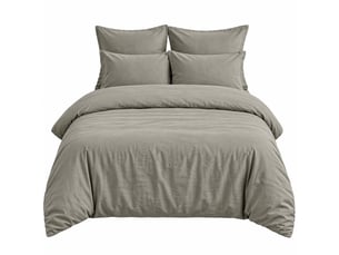 Parure de lit 220x240 cm gaze de coton gris galet