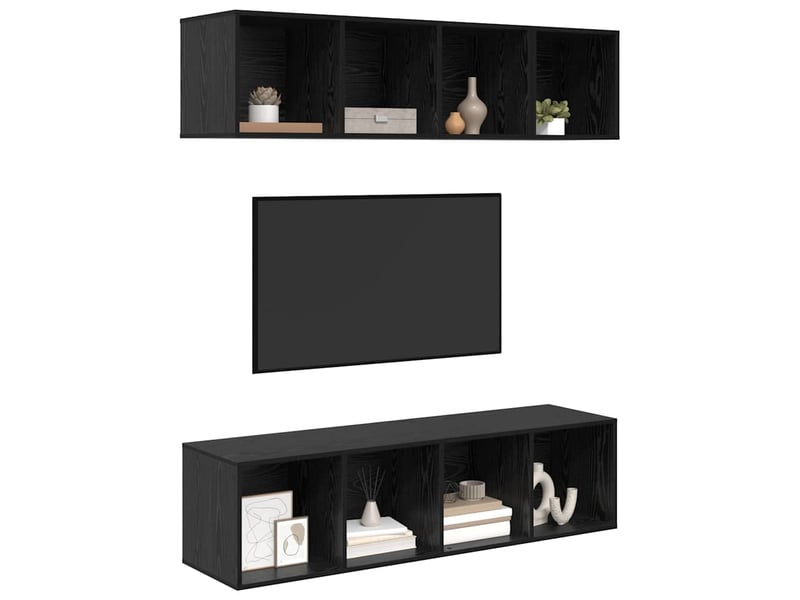  Ensemble meuble tv - banc tv - meuble de rangement 3 pcs chêne noir bois d'ingénierie  - Conforama C