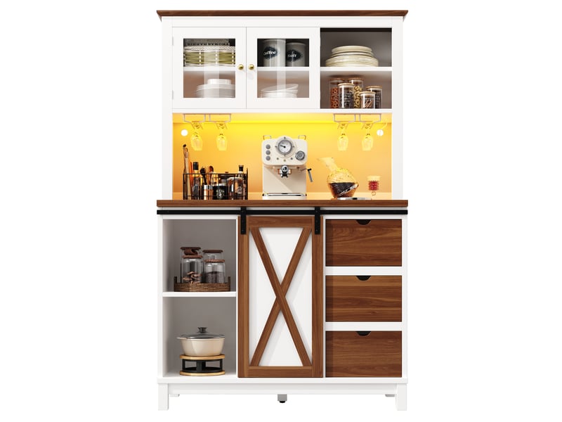  Meuble de cuisine avec tiroirs muvano, éclairage led, blanc, 104 × 40 × 180 cm  - Conforama A