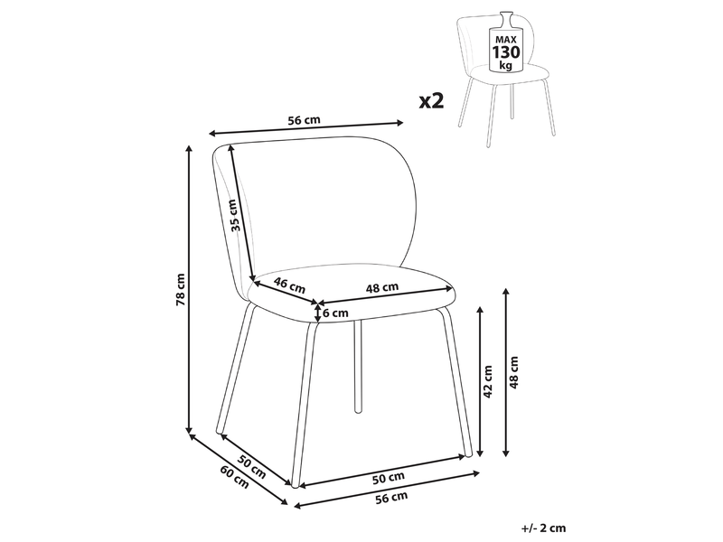 Lot de 2 chaises de salle à manger calera tissu taupe  - Conforama C