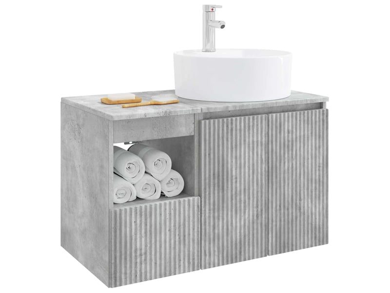 Ensemble de mobilier de salle de bain 2 pc gris béton cf64154 - Conforama C