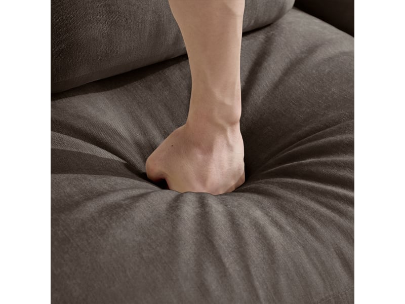 Canapé modulable 2 places en chenille marron avec cadre en bois massif, coussins lombaires et accoudoirs, pour salon et appartement - Conforama D