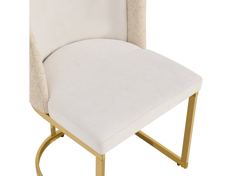  Lot de 6 chaises de salle à manger,61,5x53,5x86 cm,tissu chenille,beige et doré  - Conforama D
