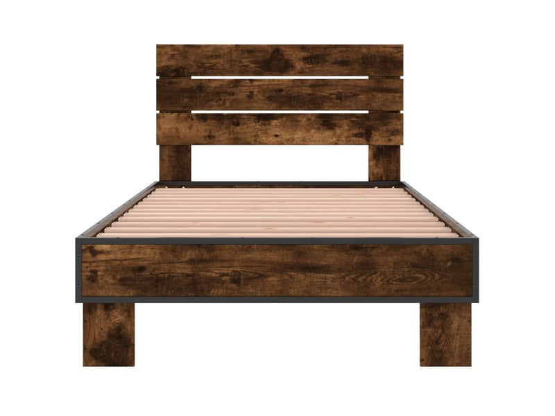  Lit simple- lit adulte -  cadre de lit avec tête de lit chêne fumé 80 x 200 cm  - Conforama C