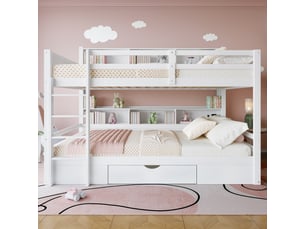 Lit superposé 90x200 cm <strong>HAUSS SPOLE</strong> <strong></strong> coloris blanc