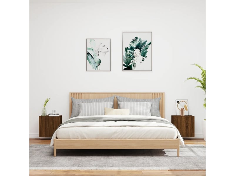  Lot de 2 meuble tv mural, meuble tv suspendu chêne marron 40,5x30x40 cm  - Conforama C