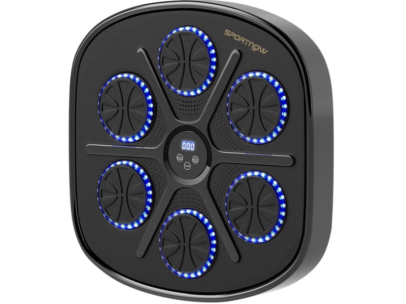  Machine de boxe musicale noire bluetooth avec led, 9 vitesses et 9 modes, fixation murale pour l'entraînement à domicile  - Conforama A