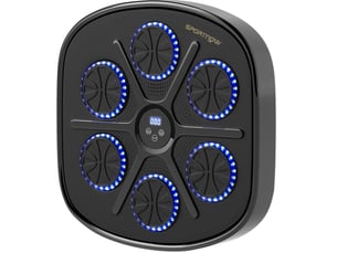 Machine de boxe musicale noire bluetooth avec led, 9 vitesses et 9 modes, fixation murale pour l'entraînement à domicile