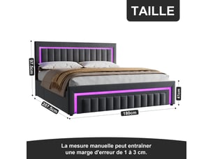 Lit avec rangement 140x190 cm <strong></strong> <strong></strong> coloris gris