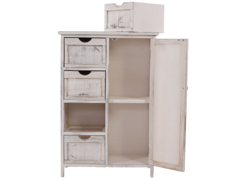  Commode, armoire, 82x55x30cm, shabby chic, vintage - blanc  - Conforama E