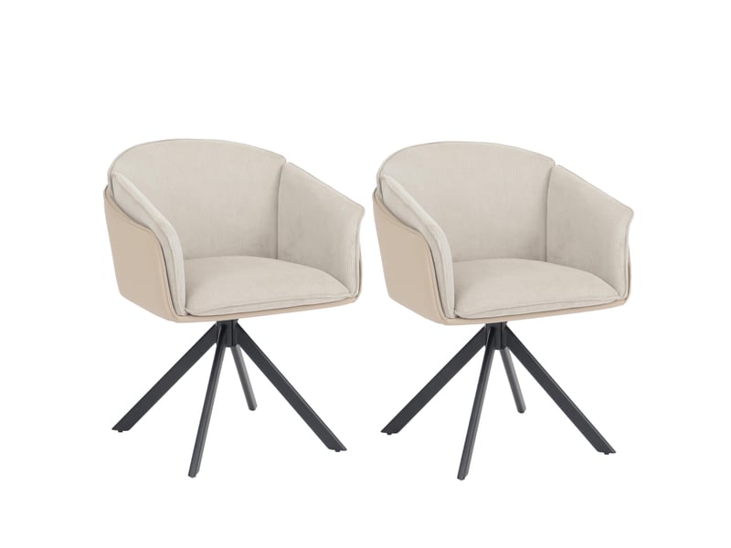 Lot de 2 chaises de salle à manger hwc-r24, chaises de cuisine, pivotantes, en métal, simili-cuir, tissuvelours - beige - Conforama A
