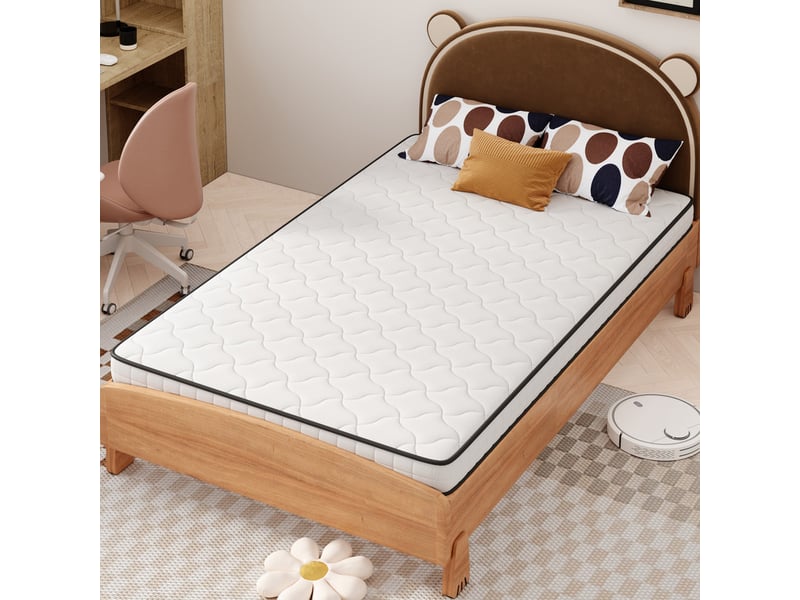 Matelas à ressorts 90×200cm, h3 10 cm, avec modules ergonomiques et soulagement des lombaires, matelas roulé - Conforama D