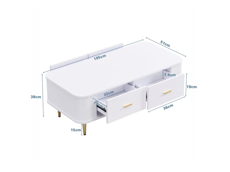 Table basse 105x51x38 cm 4 tiroirs mdf blanc  - Conforama C