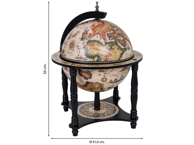  Meuble porte-bouteilles globe terrestre blanc l41,6 x 56 h cm  - Conforama C