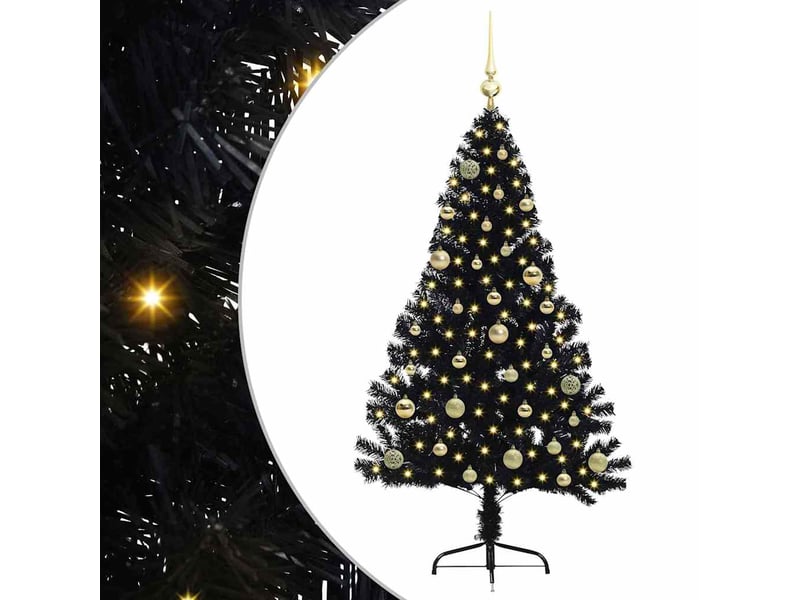 Sapin de noël artificiel, arbre de noël pré-éclairé noir 150 cm pvc shl8931 - Conforama A