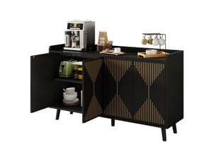 Buffet 4 porte(s)  0 tiroir(s) HAVRYA  - 140 cm coloris noir 