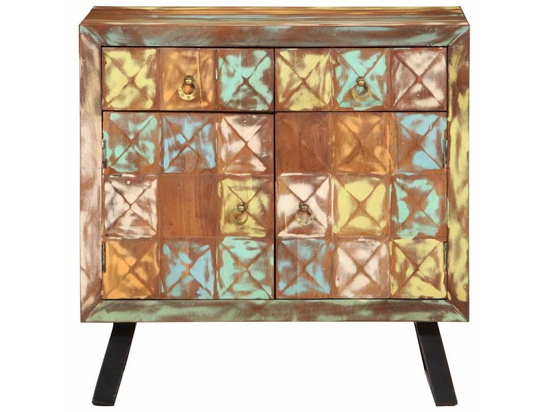  Buffet - armoire à tiroir multicolore 70x35x70 cm bois de récupération  - Conforama C