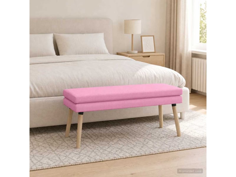  Banc chambre, bout de lit à double couche rose 110x40x47 cm tissu  - Conforama D
