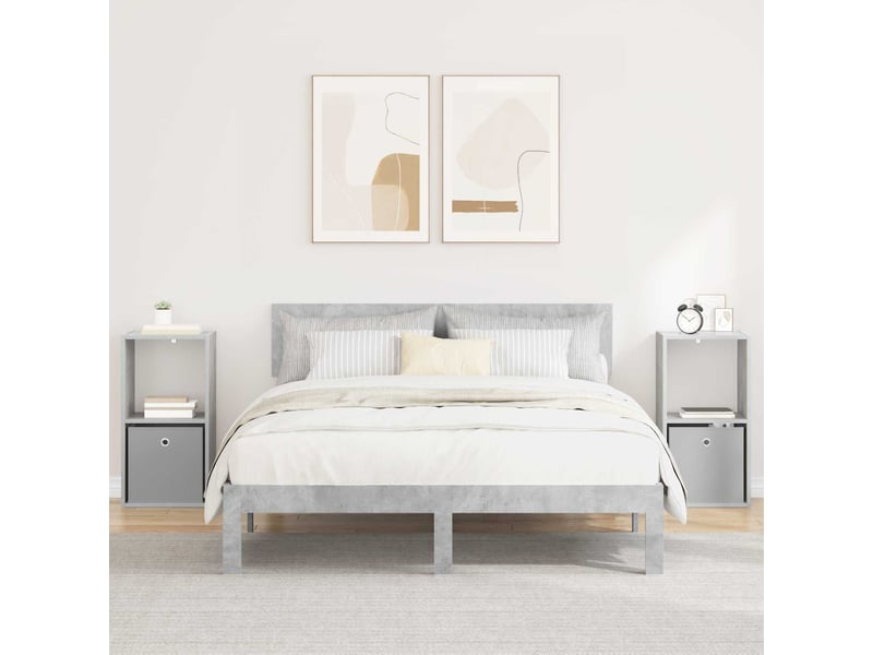  Table de chevet avec tiroir 2 pièces gris béton 35 x 32 x 68,5 cm  - Conforama B