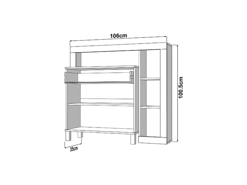  Buffet banos, bahut avec un tiroir, 106x35x101h cm chêne brun noeuds Banos - Conforama D