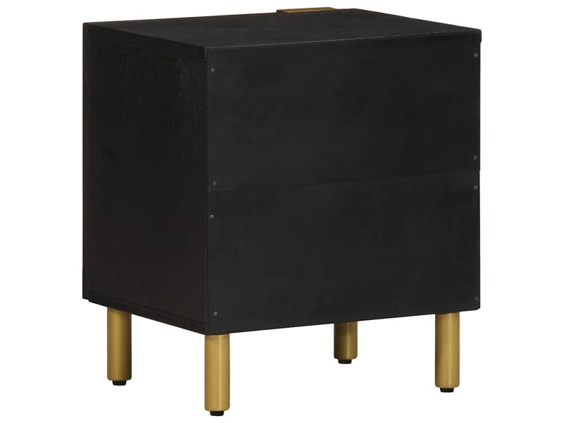  Table de chevet - cabinet de chevet - table de nuit noir 40x33x46 cm bois de manguier solide  - Conforama D